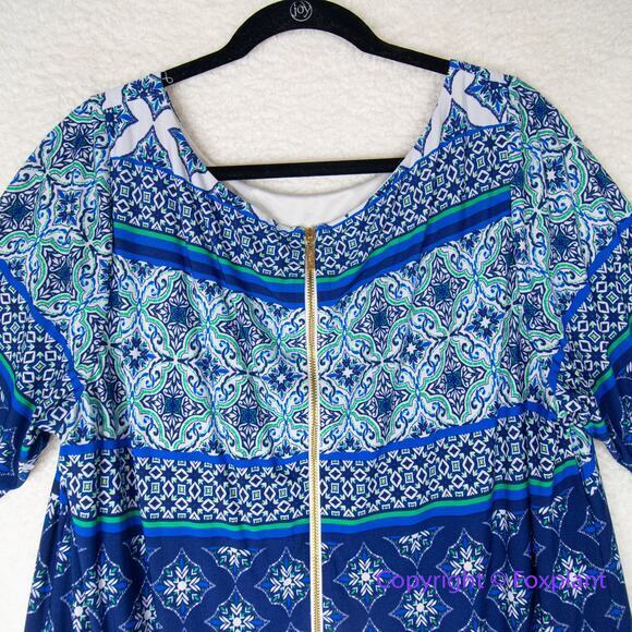 Eliza J Geo Striped Knit Dress blue gold‎ zipper, plus size 18W - Picture 9 of 12